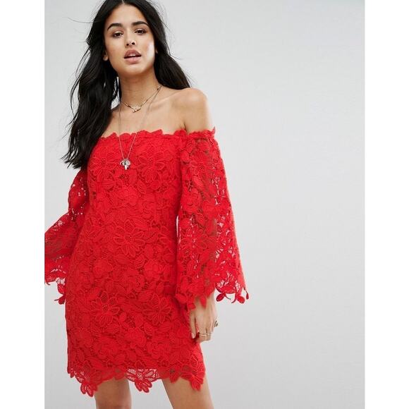 Free People Dusk Lace Off Shoulder Mini Dress - Picture 1 of 5